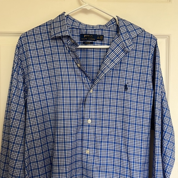 Polo Ralph Lauren Men’s Buttton Down Long Sleeve Shirt Blue Plaid - Picture 2 of 6